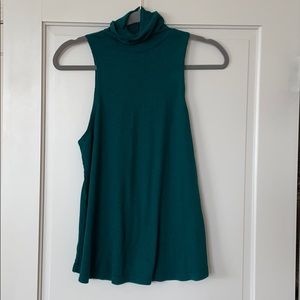 Forest Green sleeveless turtle neck top